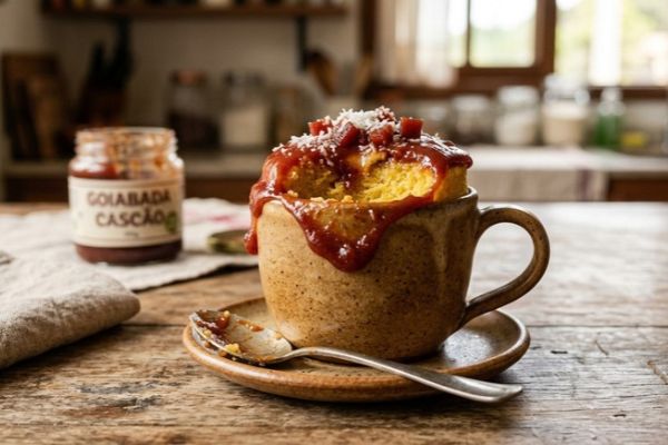 Bolo de fubá com goiabada de caneca: café da manhã fácil e rápido 2 bolo de fubá com goiabada de caneca.
