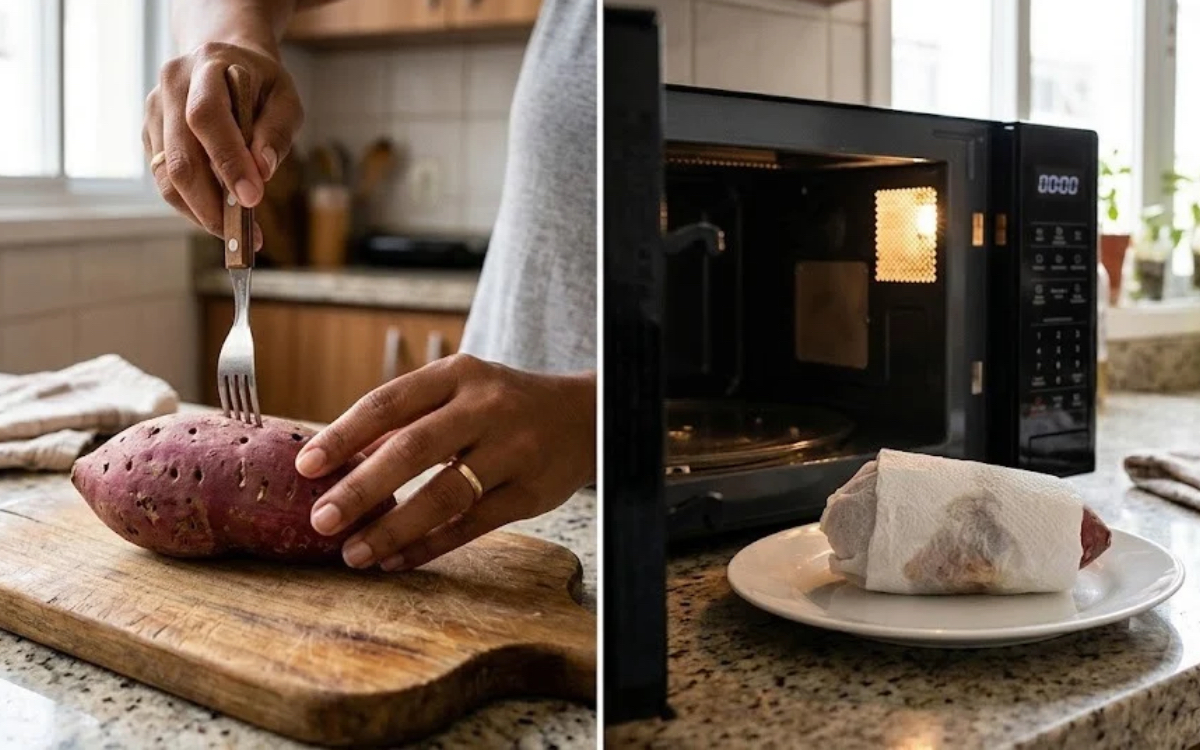 Você tem batata-doce e uns 5 minutos? Veja como prepará-la no micro-ondas sem perder tempo 1 Como cozinhar batata-doce no micro-ondas