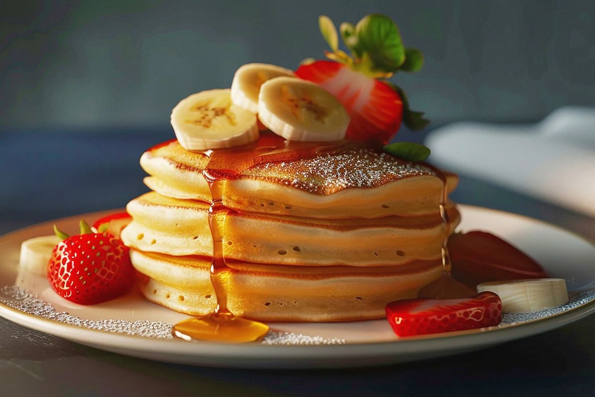 Panqueca doce sem glúten fica pronta em 10 minutos (perfeita para o café da manhã) 1 Panqueca doce sem glúten.