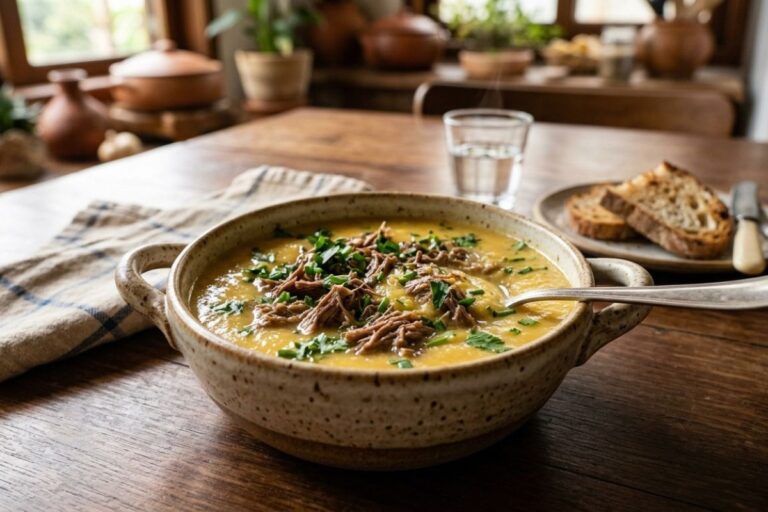 Sopa cremosa de mandioquinha: receita simples e saborosa 3 Sopa cremosa de mandioquinha com carne.