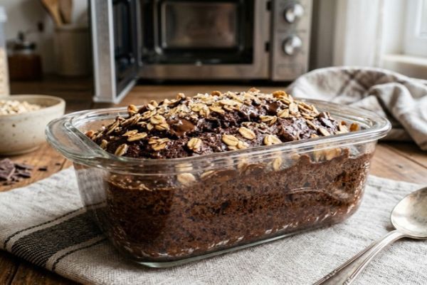 bolo de chocolate com aveia no micro-ondas.