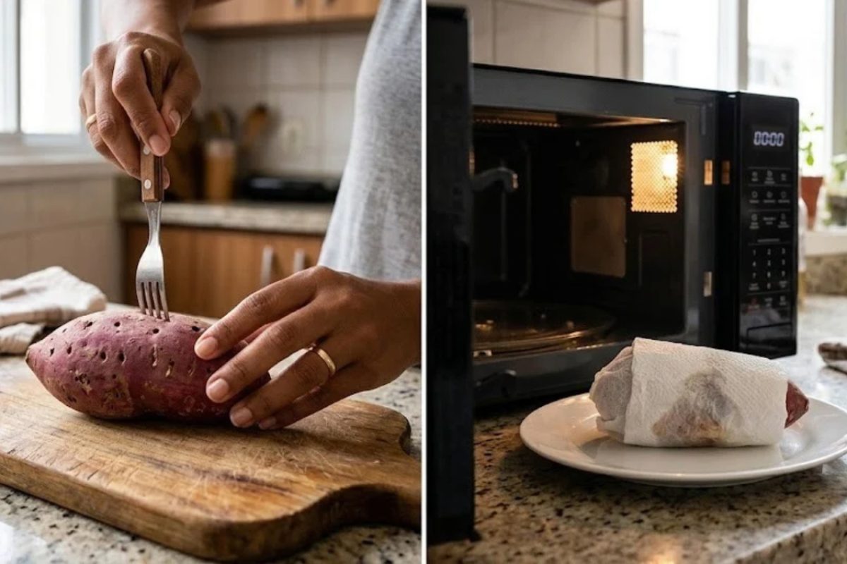 Como cozinhar batata-doce no micro-ondas