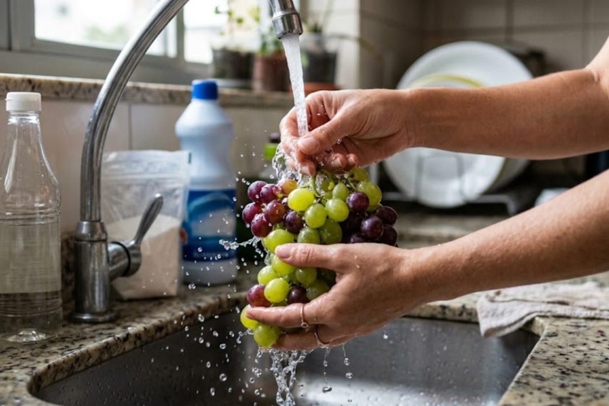 Como lavar uvas