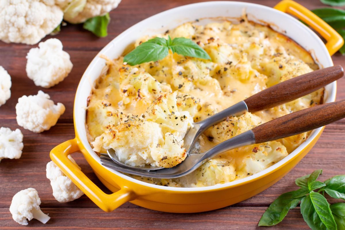 Couve-flor gratinada na airfryer.