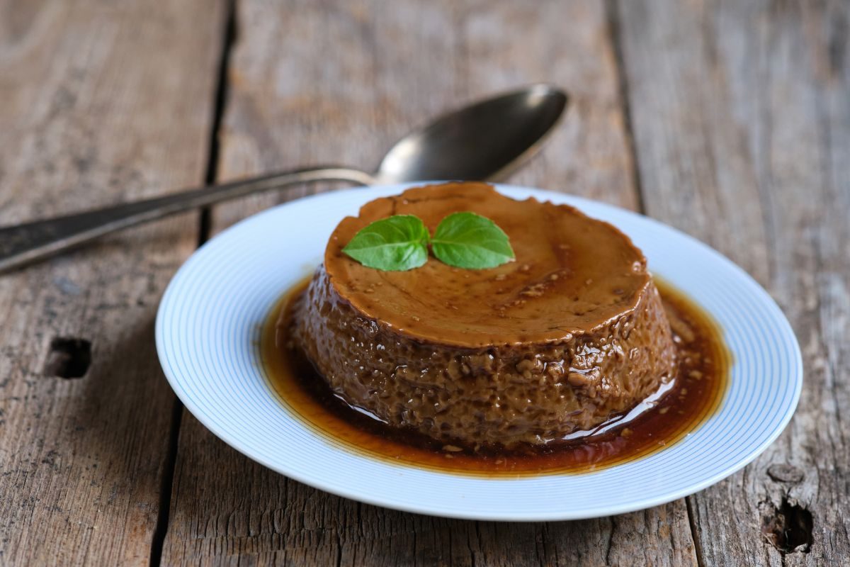 Flan de chocolate fit.