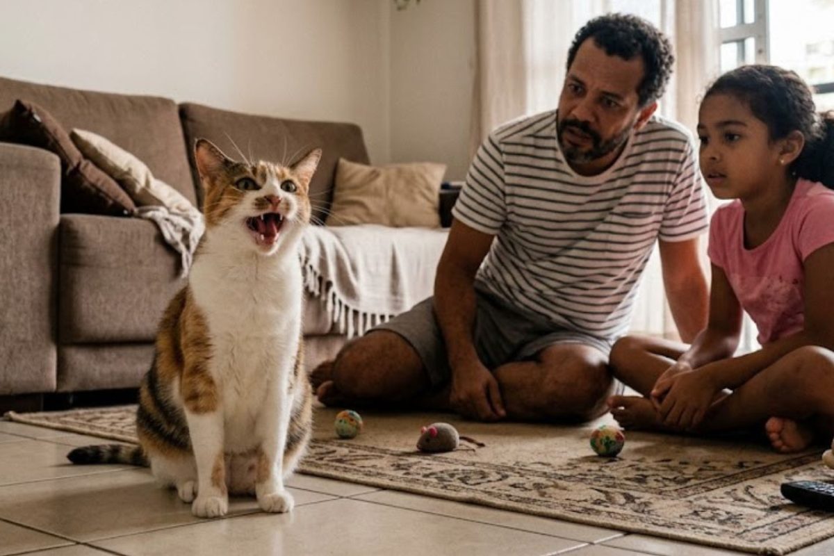 Gato miando muito