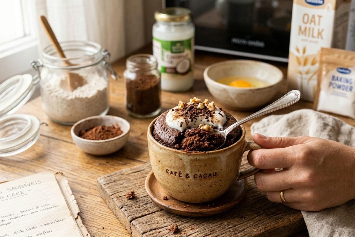 Mug cake de café com cacau.