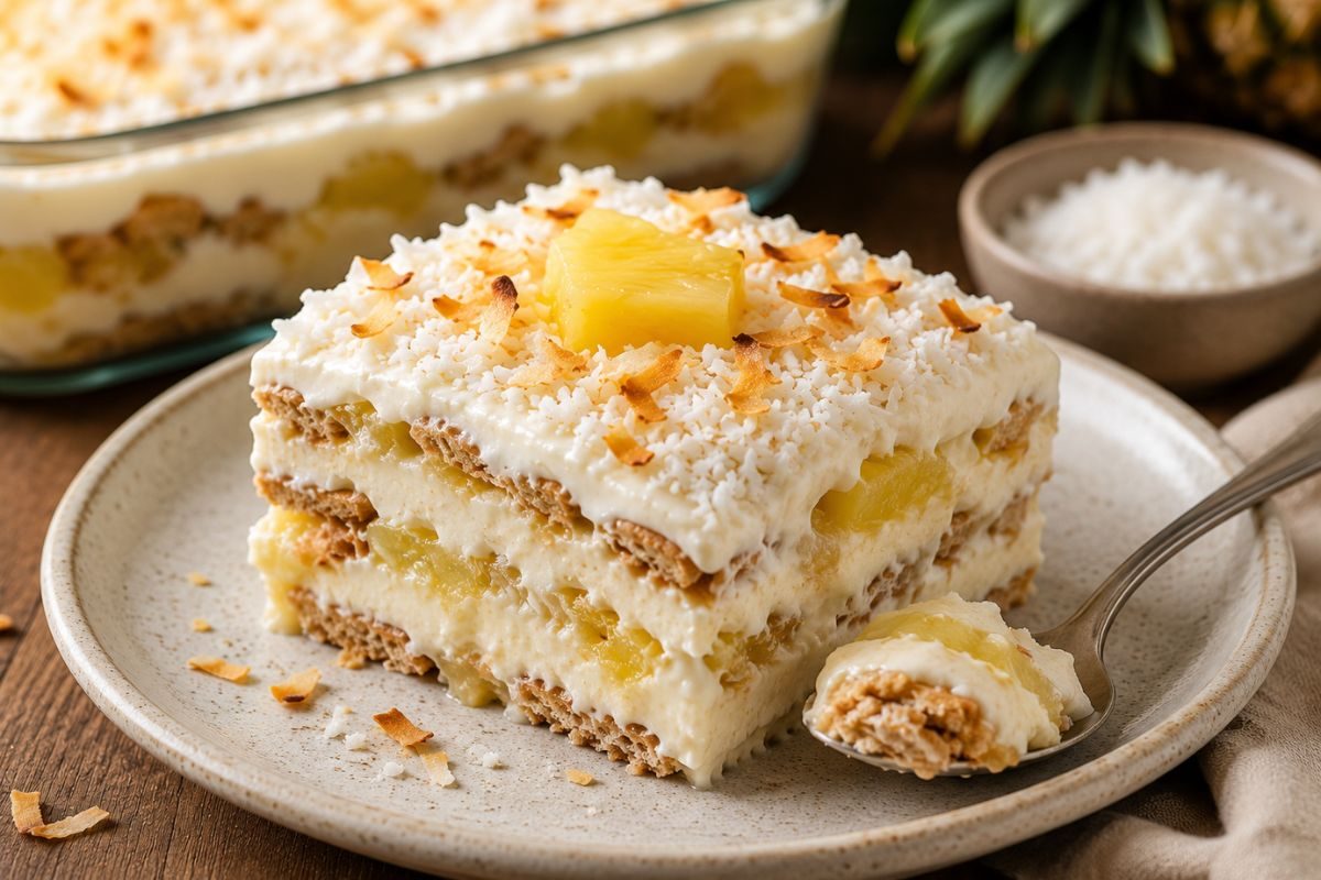 Pavê de abacaxi com coco.
