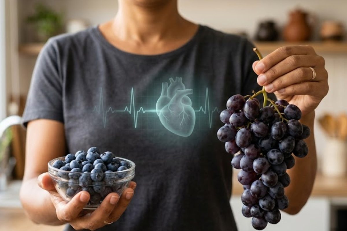 Uvas e mirtilos para o coração