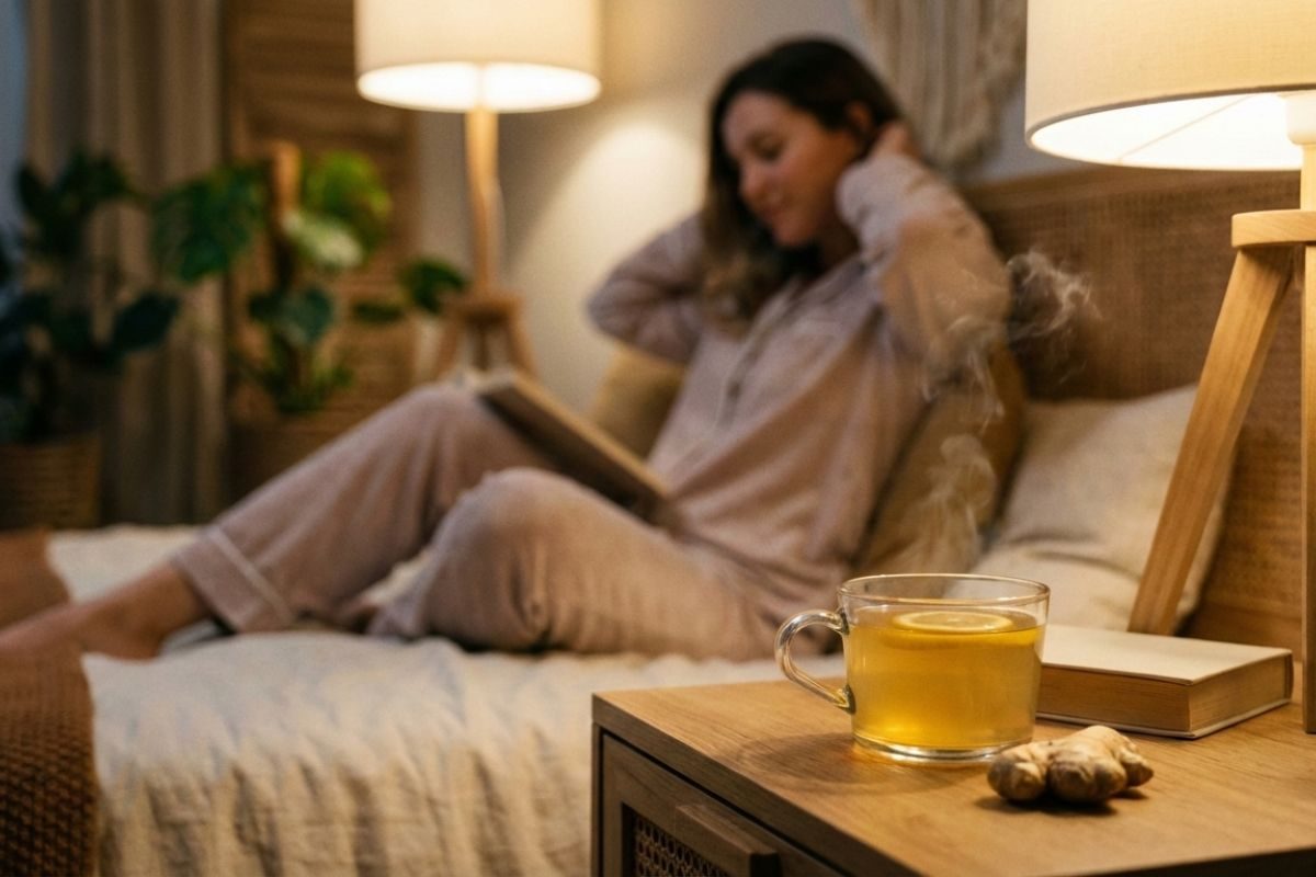 tomar chá de gengibre antes de dormir.